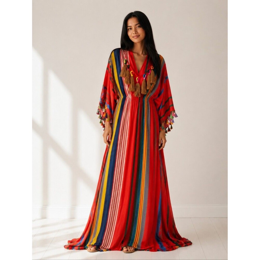 Women's 100% SILK Meterianan Goddess Sundress Free Size French Summer COASTAL